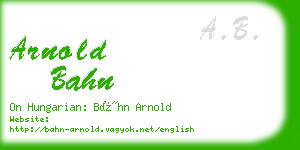 arnold bahn business card